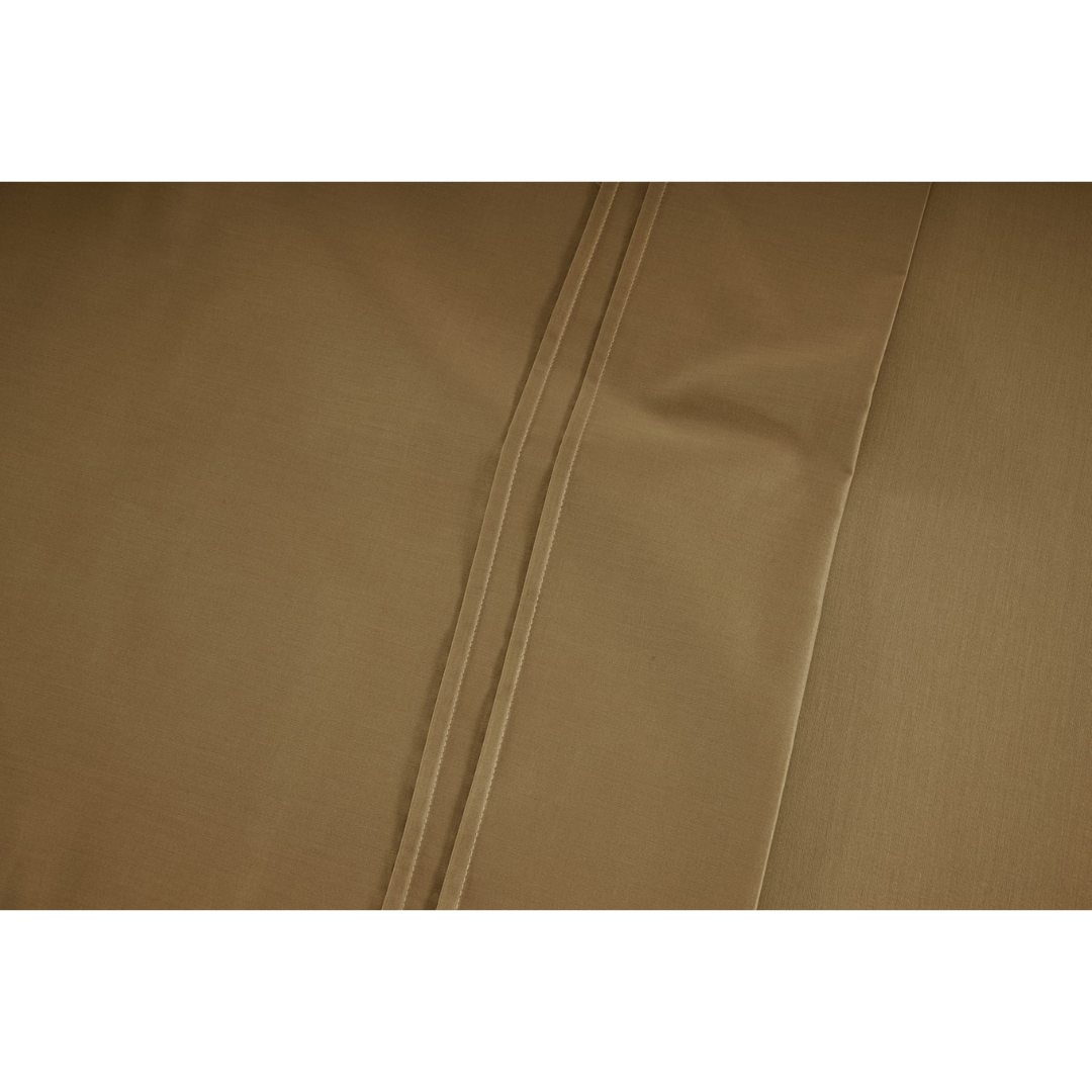 Soft Plain 400 TC Cotton Satin Fitted Bedsheet in Camel Brown At Best Prices