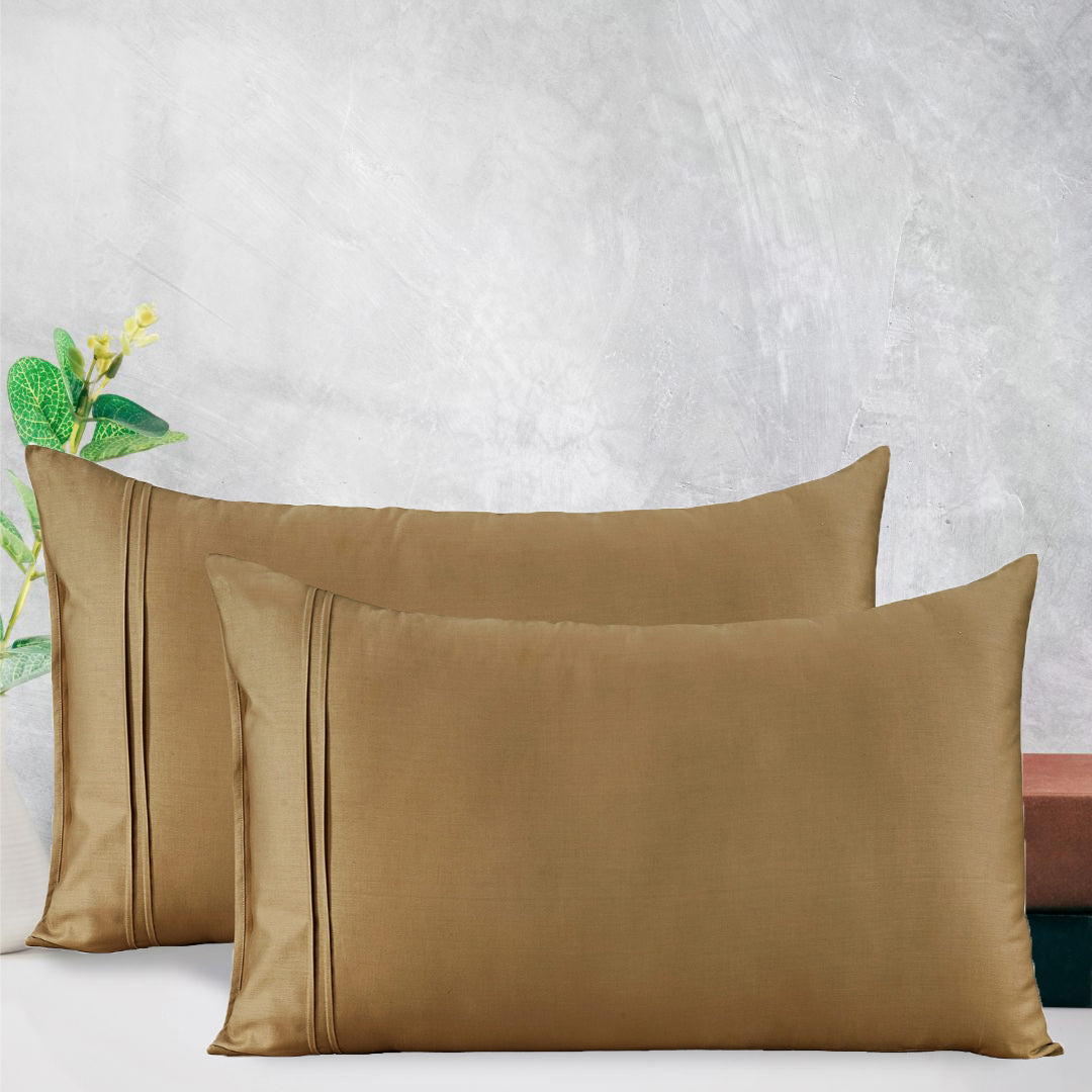Cotton Satin 400 TC Designer Pillow Covers, Camel Brown