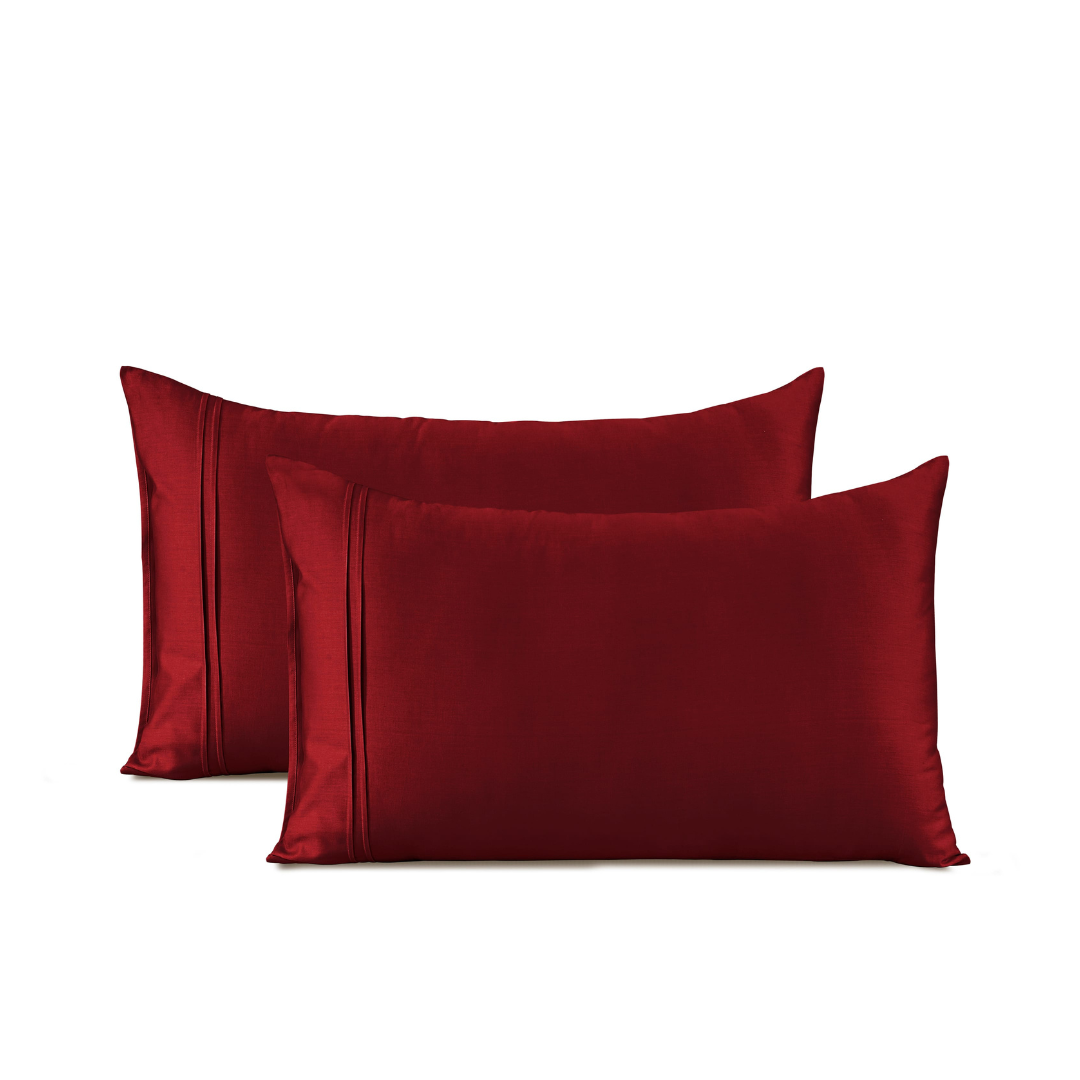 Soft Cotton Plain 400 TC Satin Fitted Bedsheet In Maroon at Best Prices