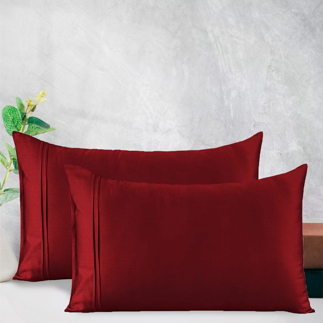 Cotton Satin 400 TC Designer Pillow Covers, Maroon