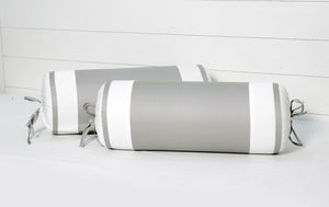 400 TC Luxurious Cotton Satin Bolster Cover Set in Silver-2Pcs