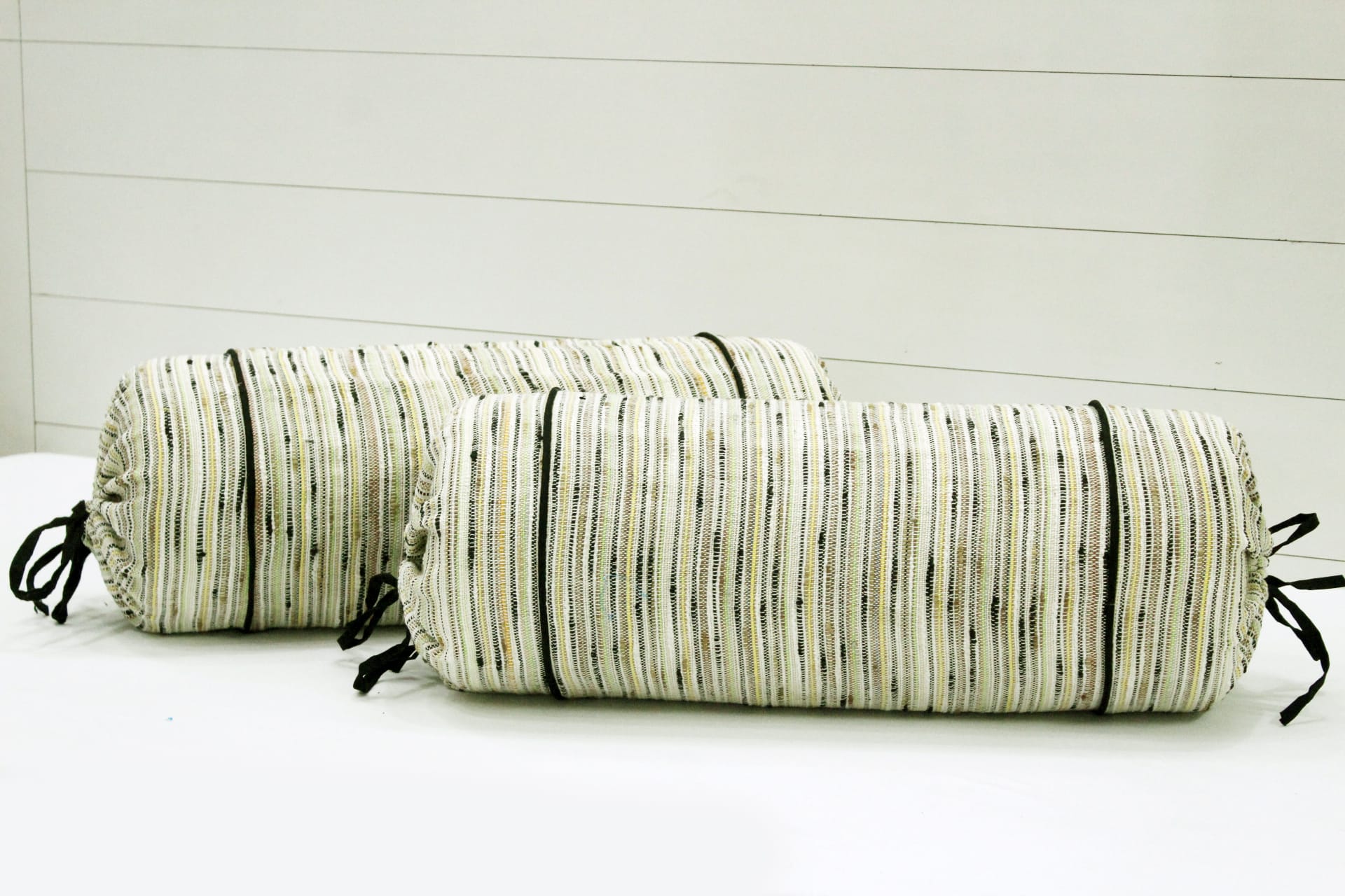 Stylish Stripes Woven Cotton Bolster Cover set (2 Pcs) online in India