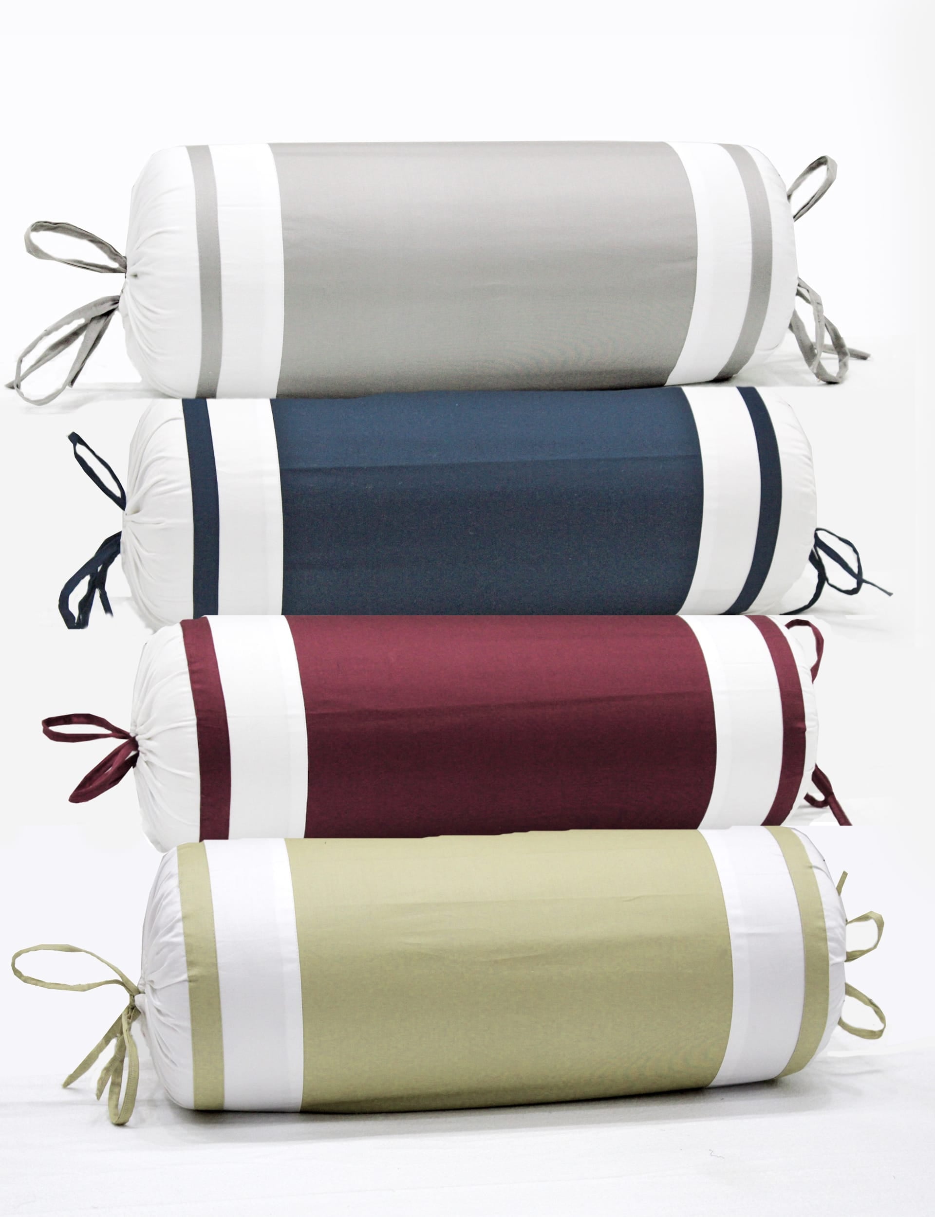 400 TC Luxurious Cotton Satin Bolster Cover Set in Light Green-2Pcs