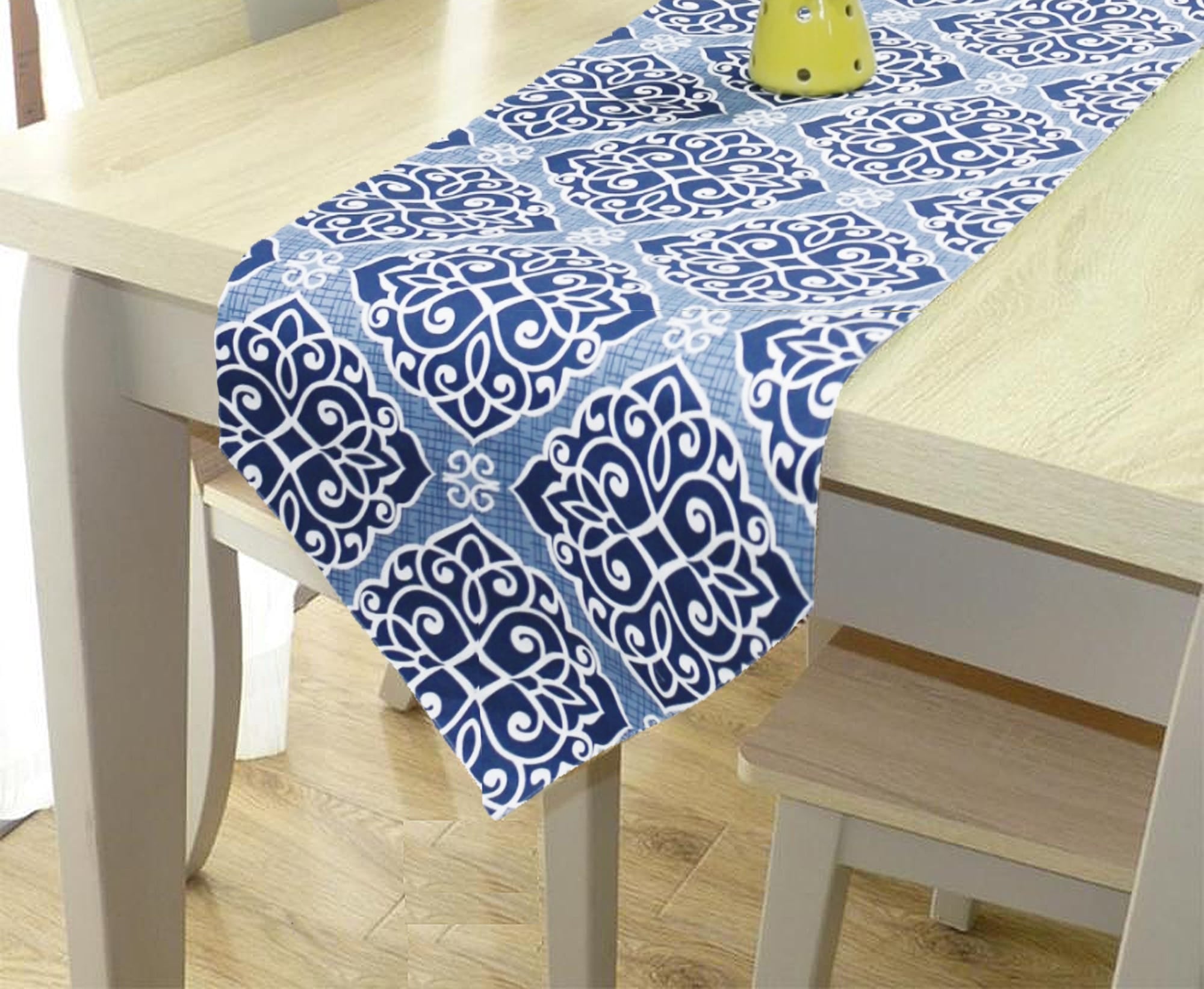 Cotton 300 TC Modern Table Runner for 6 Seater Table - Blue