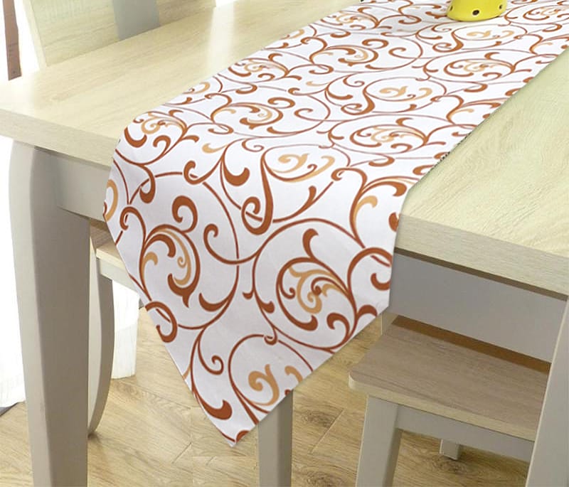 144 TC Floral Cotton Table Runner for 6 Seater Table in Mustard online