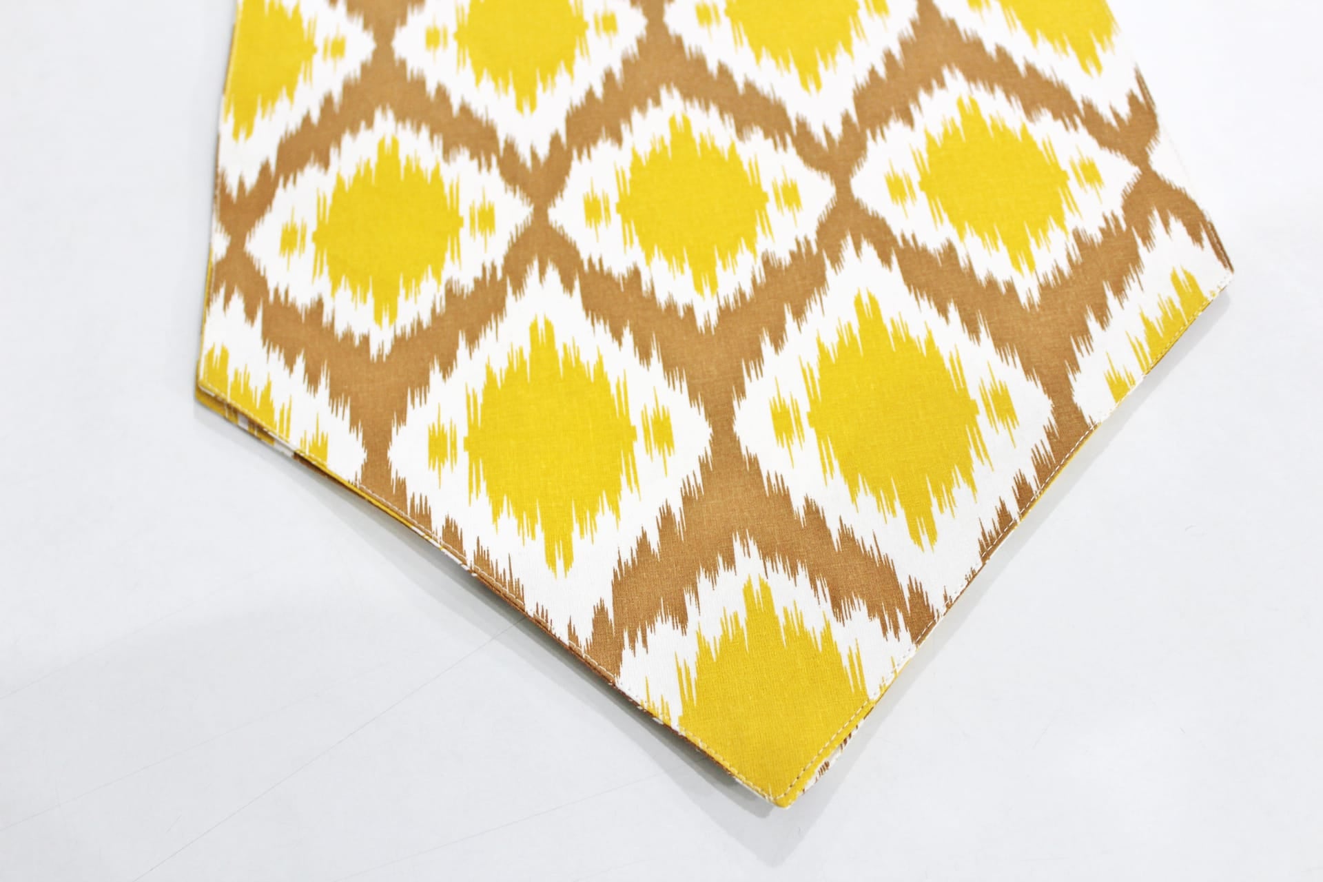 Cotton 144 TC Ikat Table Runner for 6 Seater Table - Mustard