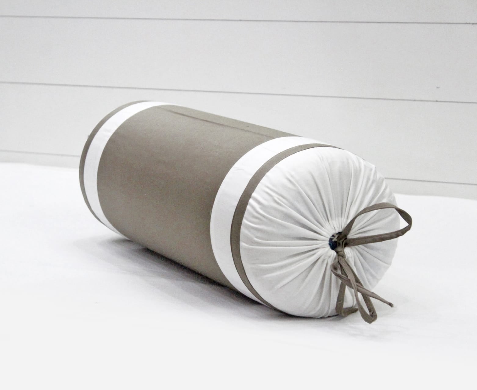 400 TC Luxurious Cotton Satin Bolster Cover Set in Taupe-2Pcs