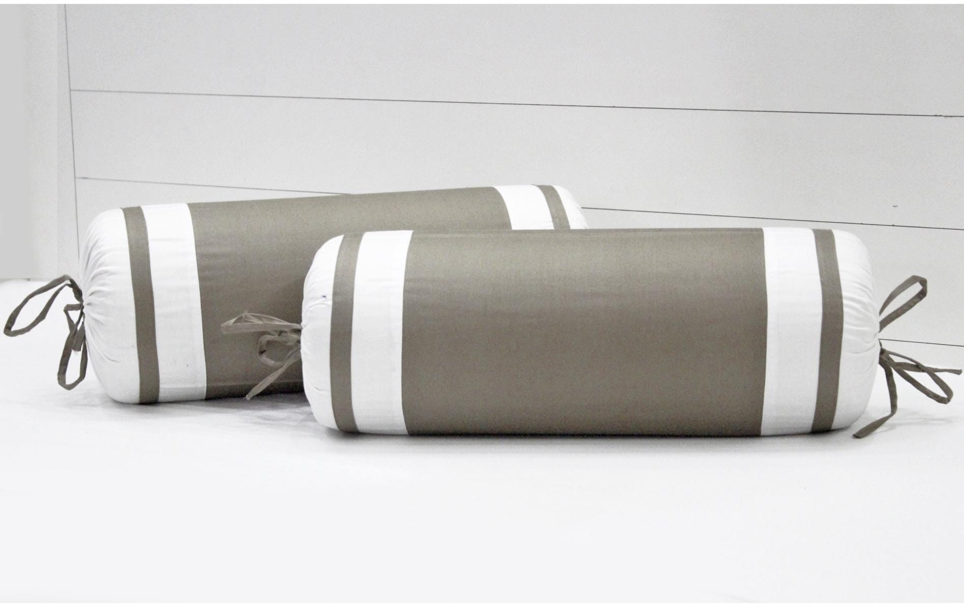 400 TC Luxurious Cotton Satin Bolster Cover Set in Taupe-2Pcs