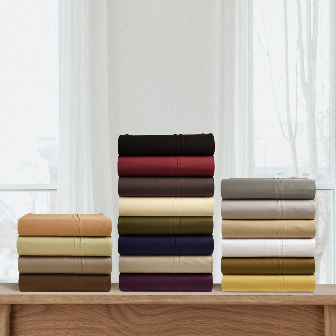 Soft Cotton Plain 400 TC Satin Fitted Bedsheet In Beige At Best Prices