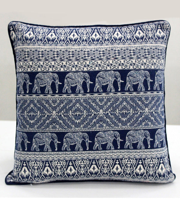 Quartz Printed Traditional One Cotton Cushion Cover - Black