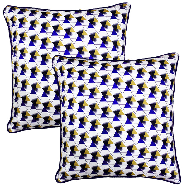 Quartz Printed Geometrical Cotton Cushion Cover - Blue