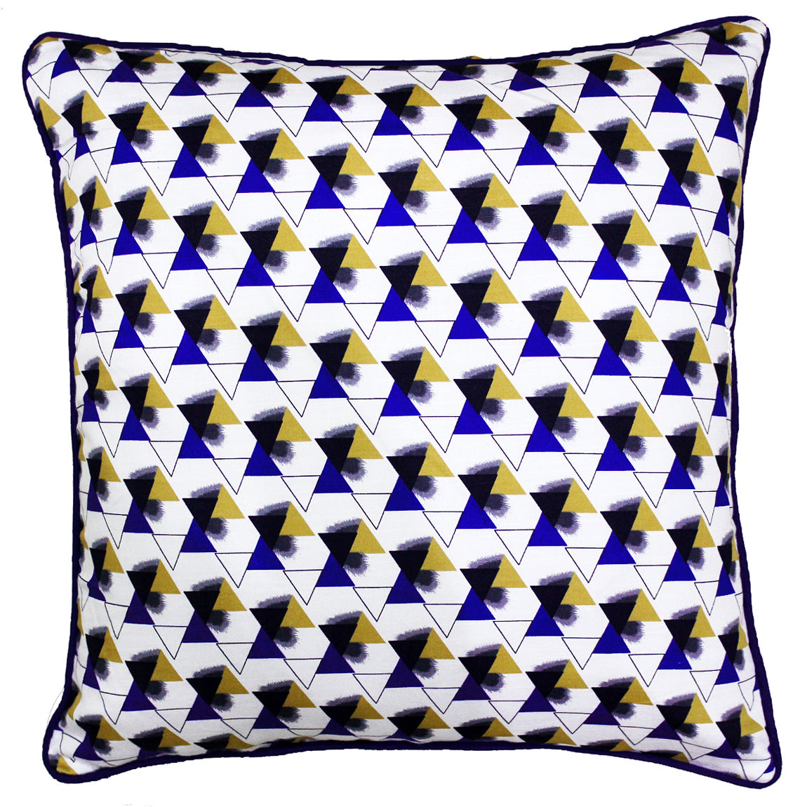 Quartz Printed Geometrical Cotton Cushion Cover - Blue