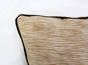Soft Woven Corded Stripe Cotton Cushion Cover Set in Beige and white online (1Pc)