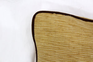 Soft Woven Corded Stripe Cotton Cushion Cover Set in Mehndi & Gold online (1Pc)