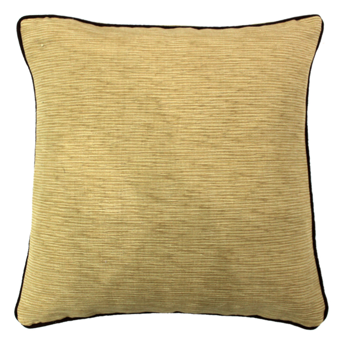 Soft Woven Corded Stripe Cotton Cushion Cover Set in Mehndi & Gold online (1Pc)