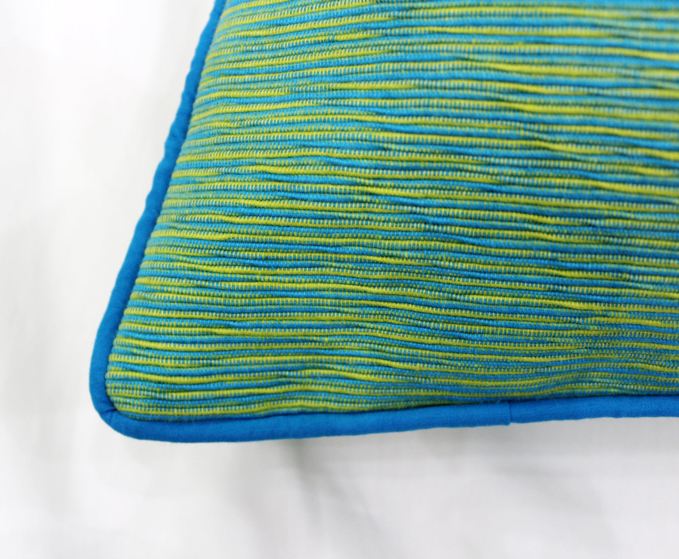 Soft Woven Corded Stripe Cotton Cushion Cover Set in Blue & Green online (1Pc)