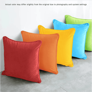 Set of 5 cotton cushion covers in rust, yellow, fluorescent green, sky blue, and orange colors