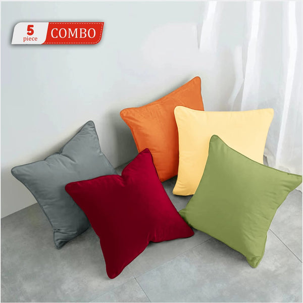 Plain Cotton Decorative Cushion Cover 5 Pcs online at best prices