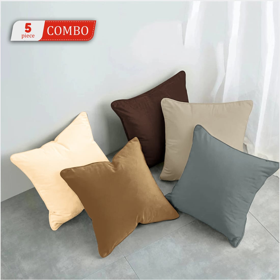 Plain Cotton Decorative Cushion Cover 5 Pcs online at best prices