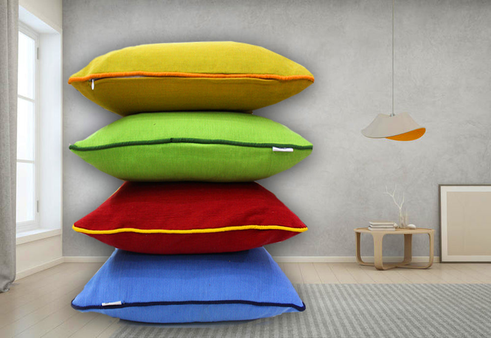 Soft Woven Corded Stripe Cotton Cushion Cover Set in Peacock Blue online (1Pc)